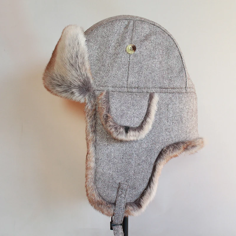Russian Trooper Trapper Hat Winter Bomber Hat Men Women Warm Faux Fur Hats with Ear Flaps