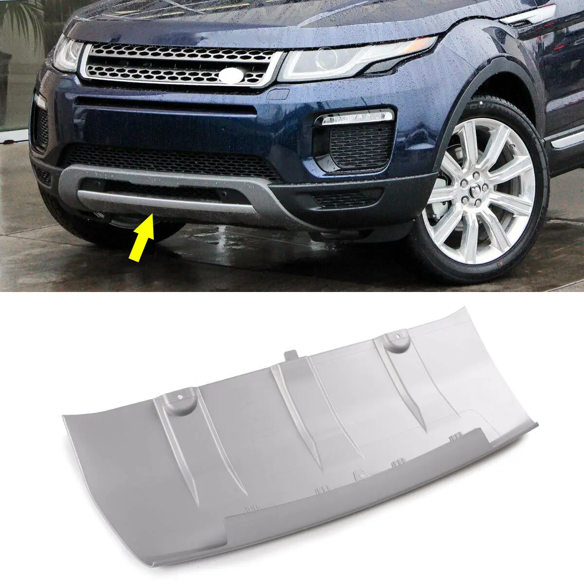 Front Bumper Skid Fedner Tow Hook Cover For Land Rover Range Rover Evoque 2016-2018 Silver Lower Spoiler Guard Plate LR079014