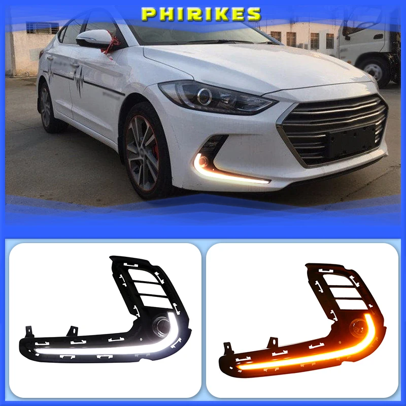 

1set 12V ABS Daytime Running Light Daylights DRL For Hyundai Elantra 2016 2017 2018 With Turn Yellow Signal Lights AUTO