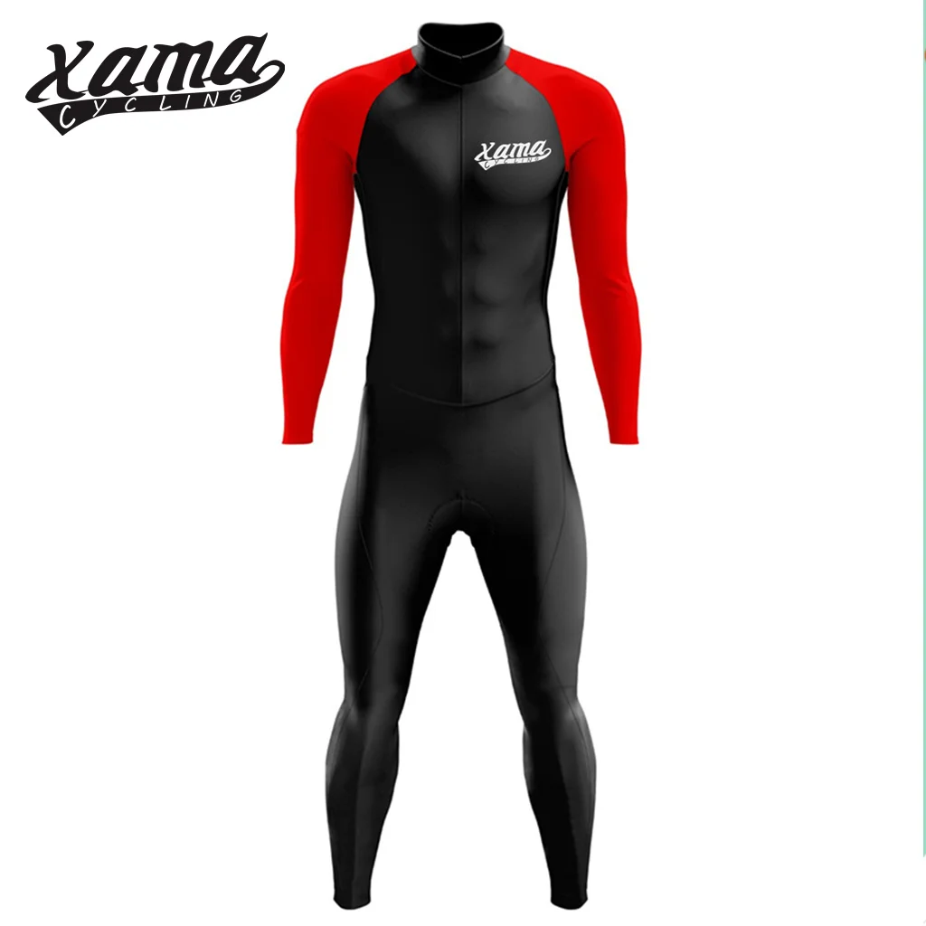 Winter Xama Cycling Lycra Skinsuit Long Sleeve/Pant One-Piece Speedsuit Bisiklet Forması Takım Mono Ciclismo Invierno Jumpsuit