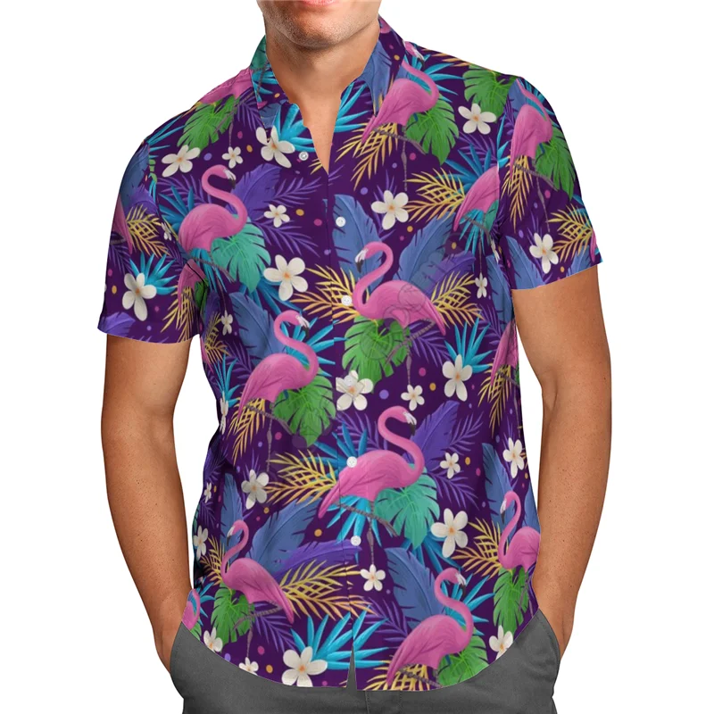 Hawaii Shirt Hawaiian beach Summer Flowers Rooster 3D Printed Men's Shirt Harajuku Tee hip hop Casual shirts 24