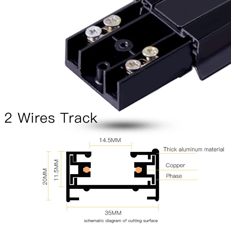 0.5M Track Rail 2 Wire System Led Track Light Accessory Rail Universal Rail Connector Circuit Rails For LED Track Spotlight