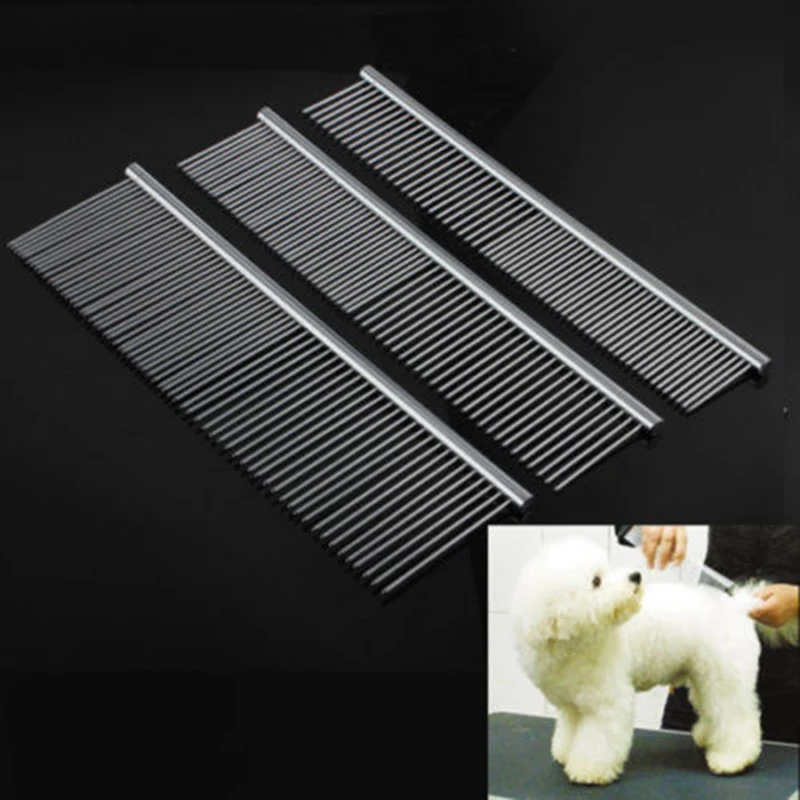 1pc Dog Comb Long Thick Hair Fur Removal Brush Stainless Steel Lightweight Pets Dog Cat Grooming Combs For Shaggy Dogs Barber