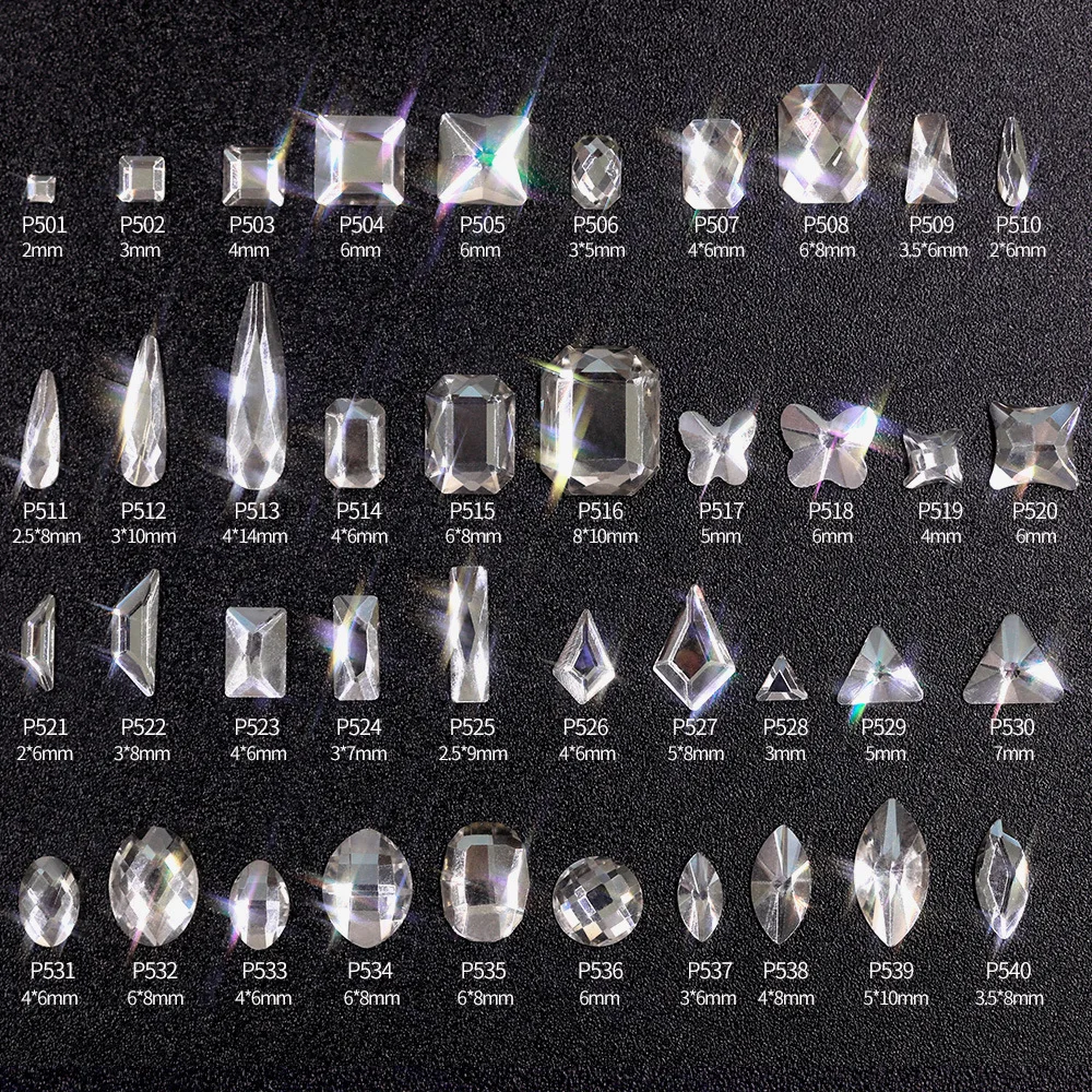 Nowy 100 sztuk/partia kryształowy paznokci diamentowy kamień Strass przezroczyste szklane dżetów na 3D ozdoby do paznokci kwadratowe