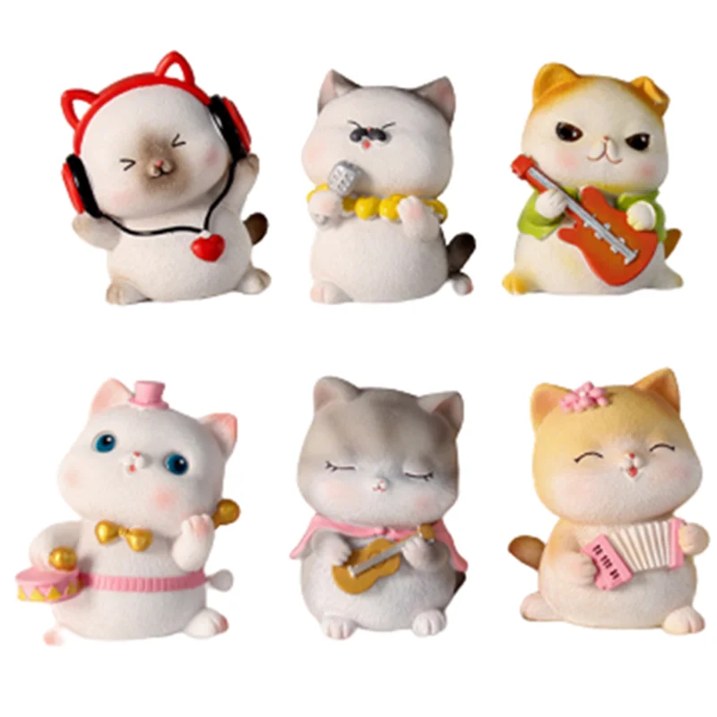 1Pcs Cute Mini Resin Animal Miniatures Japanese Music Cat Doll Figures Toy Creative Handicraft Ornaments Home Decoration Crafts