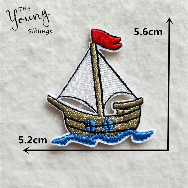 High quality embroidery patches Sail boat iron on patch badges for Clothes Bag Phone thermo-stickers Scrapbooking DIY Accessory