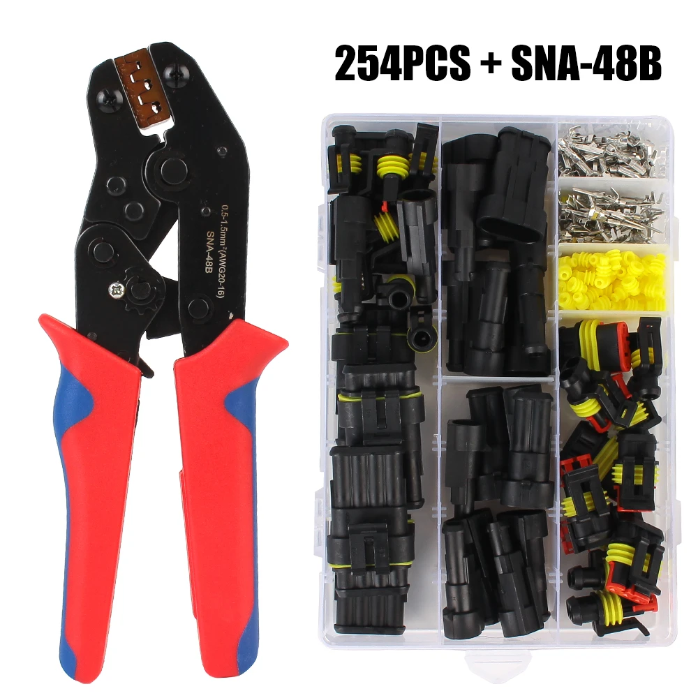 IP68 Waterproof Sealed Socket Automotive Plug Terminals 1/2/3/4 Pin Car Cable Wire Connectors SNA-48B Crimping Plier