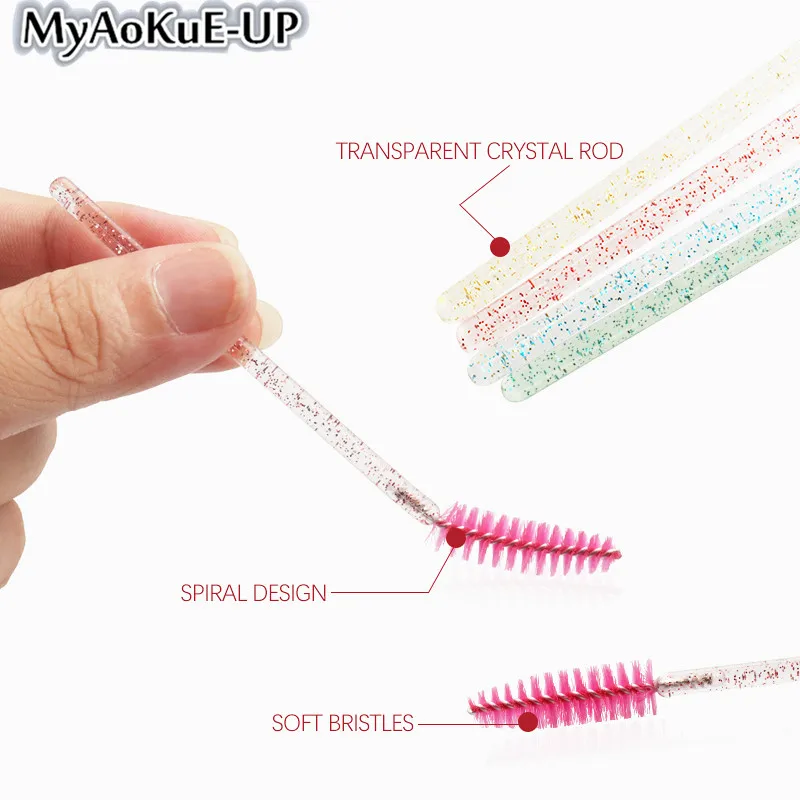 50pcs Disposable Make Up brushes Cosmetic Eyelashes Crystal Eyelash brushes Diamond Applicator eyelash mascara wands brush tools