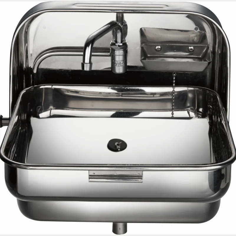 Stainless Steel Folding Sink with Integrated Polished Caravan Camper RV Boat