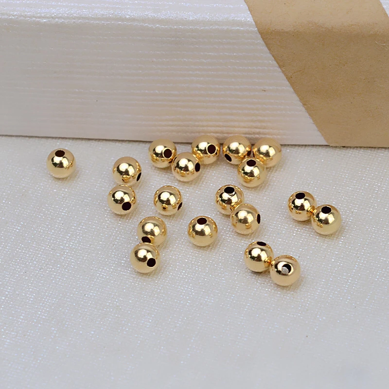 AU 750 18K Gold Loose Bead Ball Mountings Findings Jewelry Settings Accessories Parts for DIY Making Necklace Bracelet 10pcs/lot