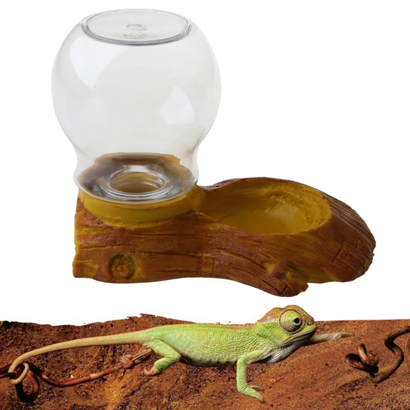 Reptile Amphibian Automatic Waterer Feeder Basin Simulation Tree Bark Turtle Lizard Drinking Bowl Fountains Landscaping