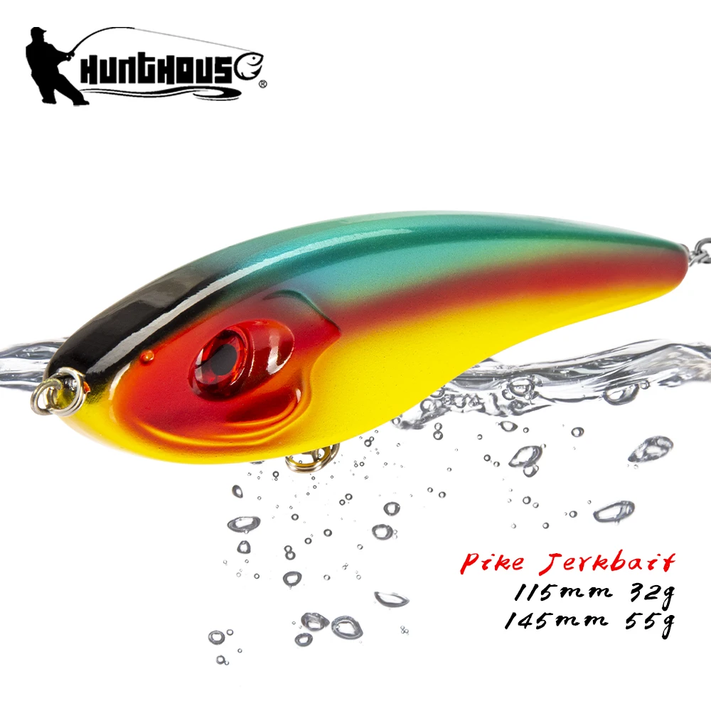 Hunthouse Jerkbait Musky Buster Pike Fishing Lure 11.5/14.5cm 32/52g Jerk VIB Baits Slow Sinking Big Bass Pesca westin