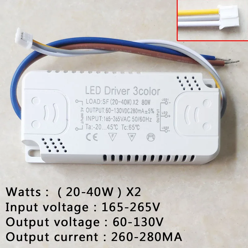 LED Driver 3 color Adapter For LED Lighting AC220V Non-Isolating Transformer For LED Ceiling Light Replacement 12W-140W