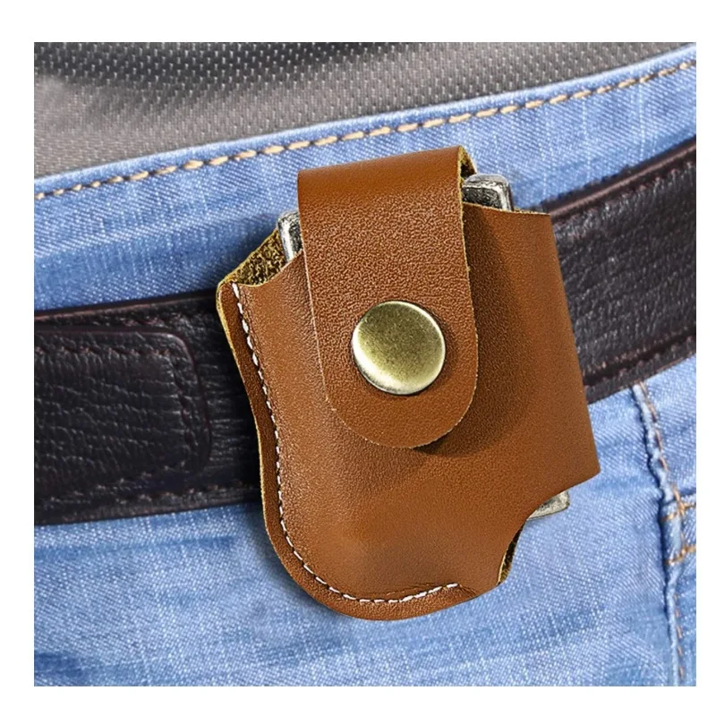 Portable Cigarette Lighter Case High Quality without pattern Pouch Handmade Kerosene Oil Lighters Waist Bag For Zippo Lighters