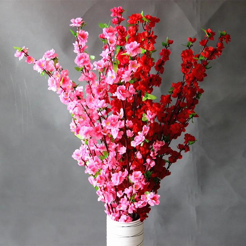 65 CM Artificial Cherry Spring Plum Peach Blossom Branch Silk Flower Tree Home Party Wedding Decor 20 Pcs