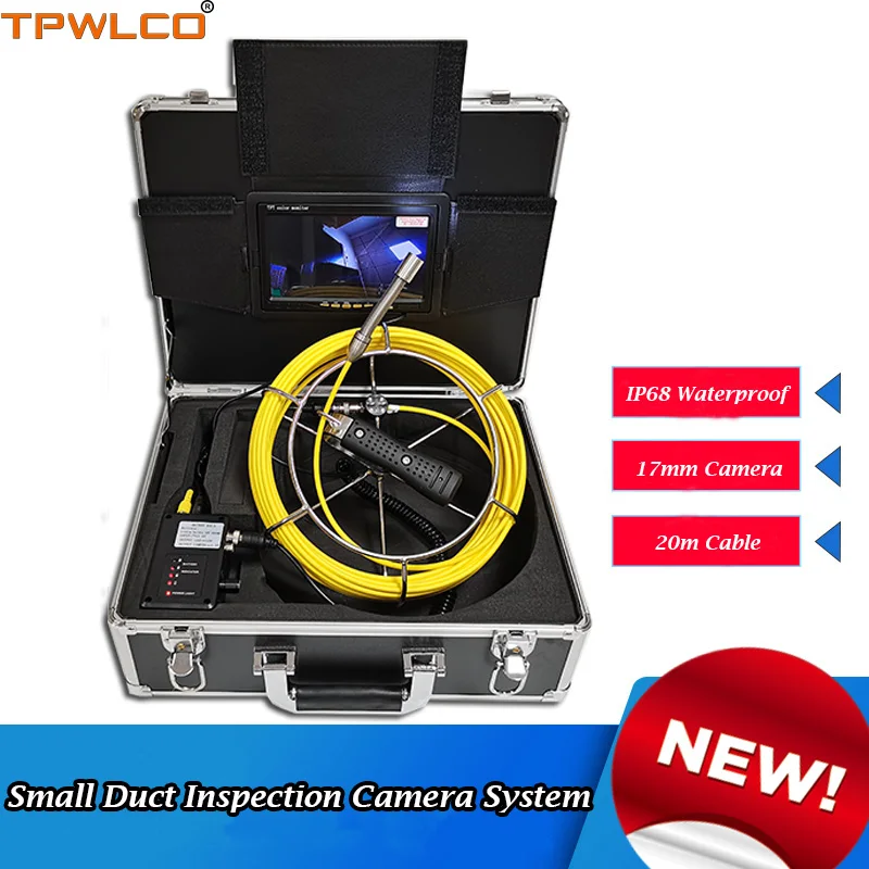 

17mm IP68 Waterproof Video Camera With 6pcs LEDS 7inch Monitor LCD 1000TVL Industrial Endoscope Inspection System 20m Cable