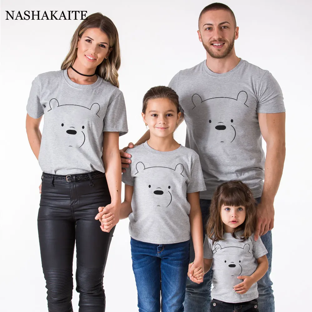 

Summer Family Matching Outfits T-shirts Kumamoto Print Crew Neck Short Sleeve T-Shirts Father Son Mom Daughter Baby Family Look