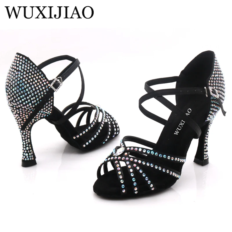 WUXIJIAO brand fashion ballroom dance Latin tango shoes women soft bottom high heel women stable tricolor Latin dance