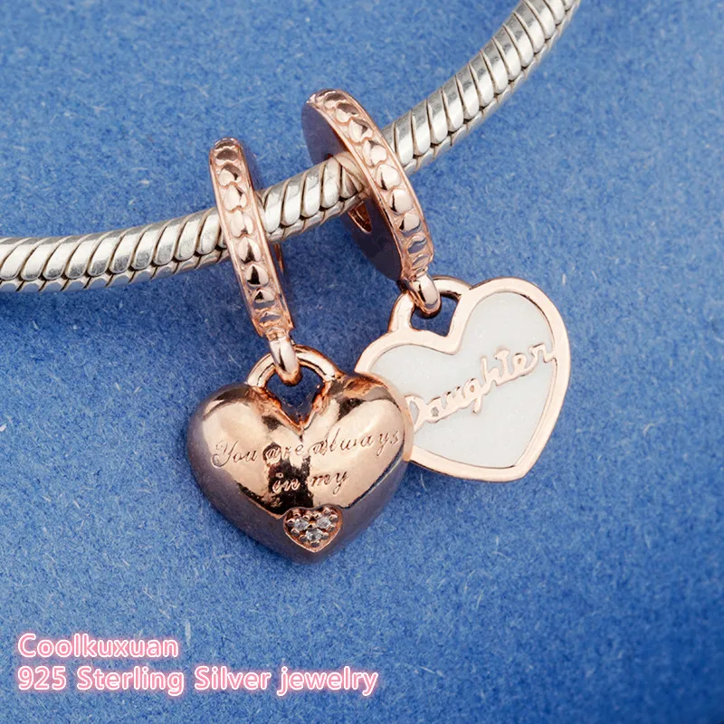 

Mother's Day 925 Sterling Silver Rose Mother & Daughter Hearts Dangle Charm Beads Fit Original Pandora Charms Bracelet