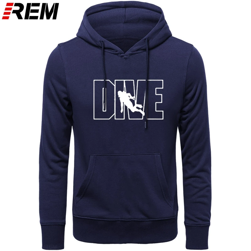 REM Diver Design Brand Man Clothes Top Fashion Dive AQUALUNG Print Men's Cotton Long Sleeve O-Neck Diving Hoodies, Sweatshirts