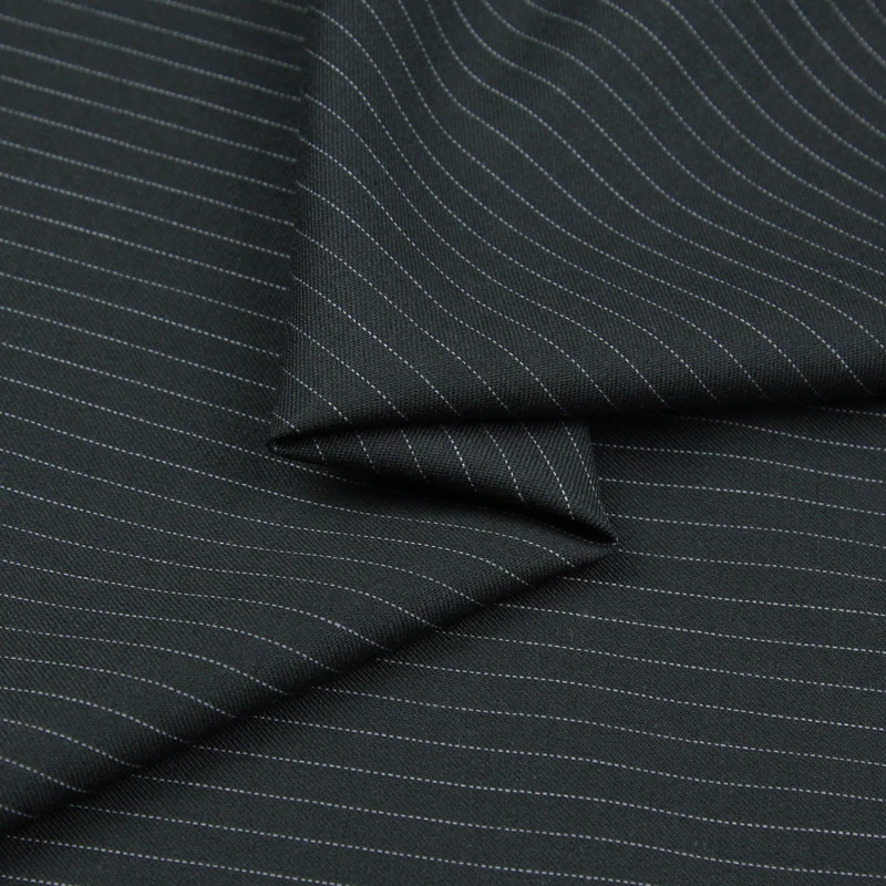 Striped design pure wool worsted fabric white striped design on black 270g/meter,WF236