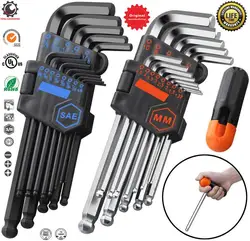 26 Pieces Allen Wrench Set, Hex Key Set Long Arm Ball End Hex Wrench Set, Inch/Metric/Torx T Handle Allen Wrench Set ,S2 Steel