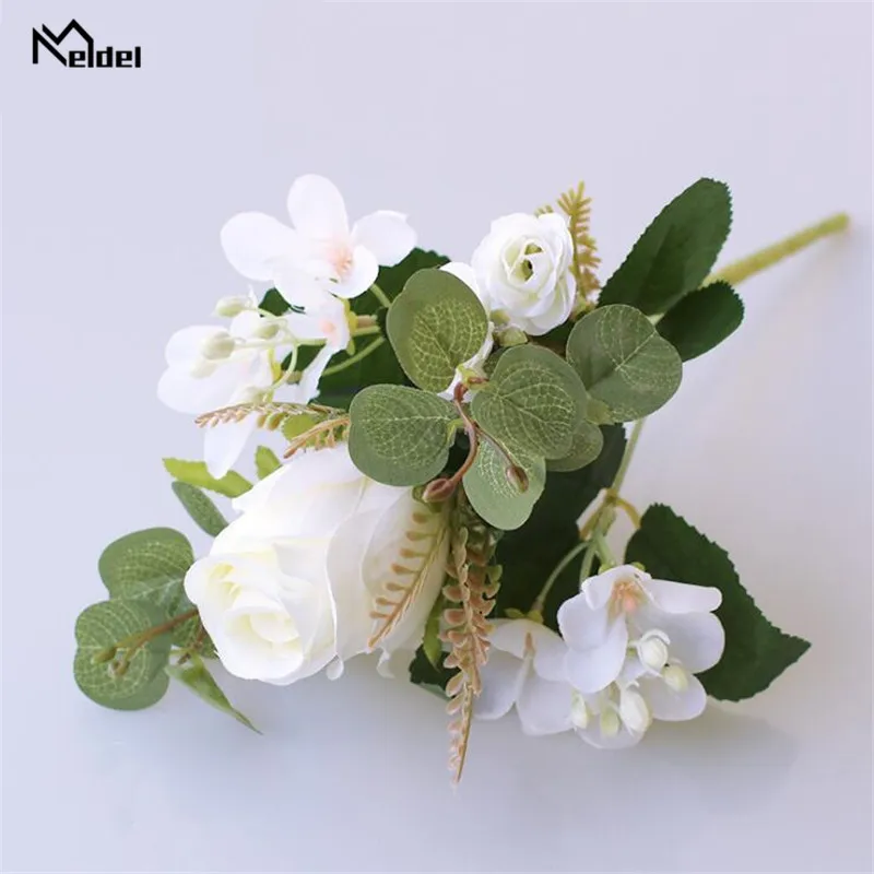 Flores artificiales de eucalipto de hortensia de 5 cabezas, ramo de rosas persas, regalo para el Día de San Valentín, mesa de comedor, decoración del hogar y dormitorio