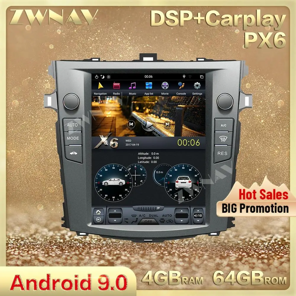 Tesa- style Vertical screen Android 13 Car Multimedia Player For Toyota Corolla 2007-2013 GPS Navi audio radio stereo head unit