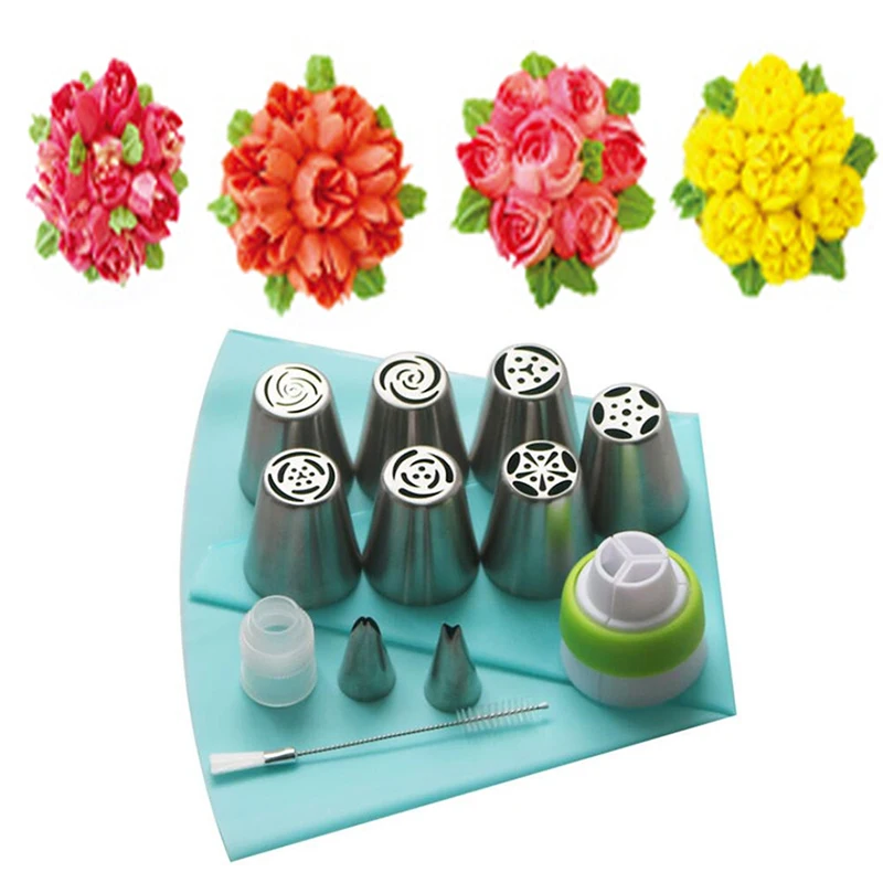 Boquillas rusas para glaseado de tulipán, boquillas de acero inoxidable para crema de flores, boquillas para pastelería, bolsa, herramientas de decoración de pasteles y magdalenas, 2-13 Uds.