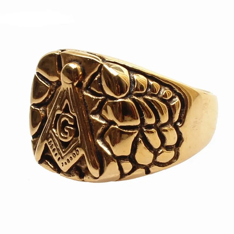 316 L Stainless steel gold discredit G Masonic Ring casting ring restoring ancient ways