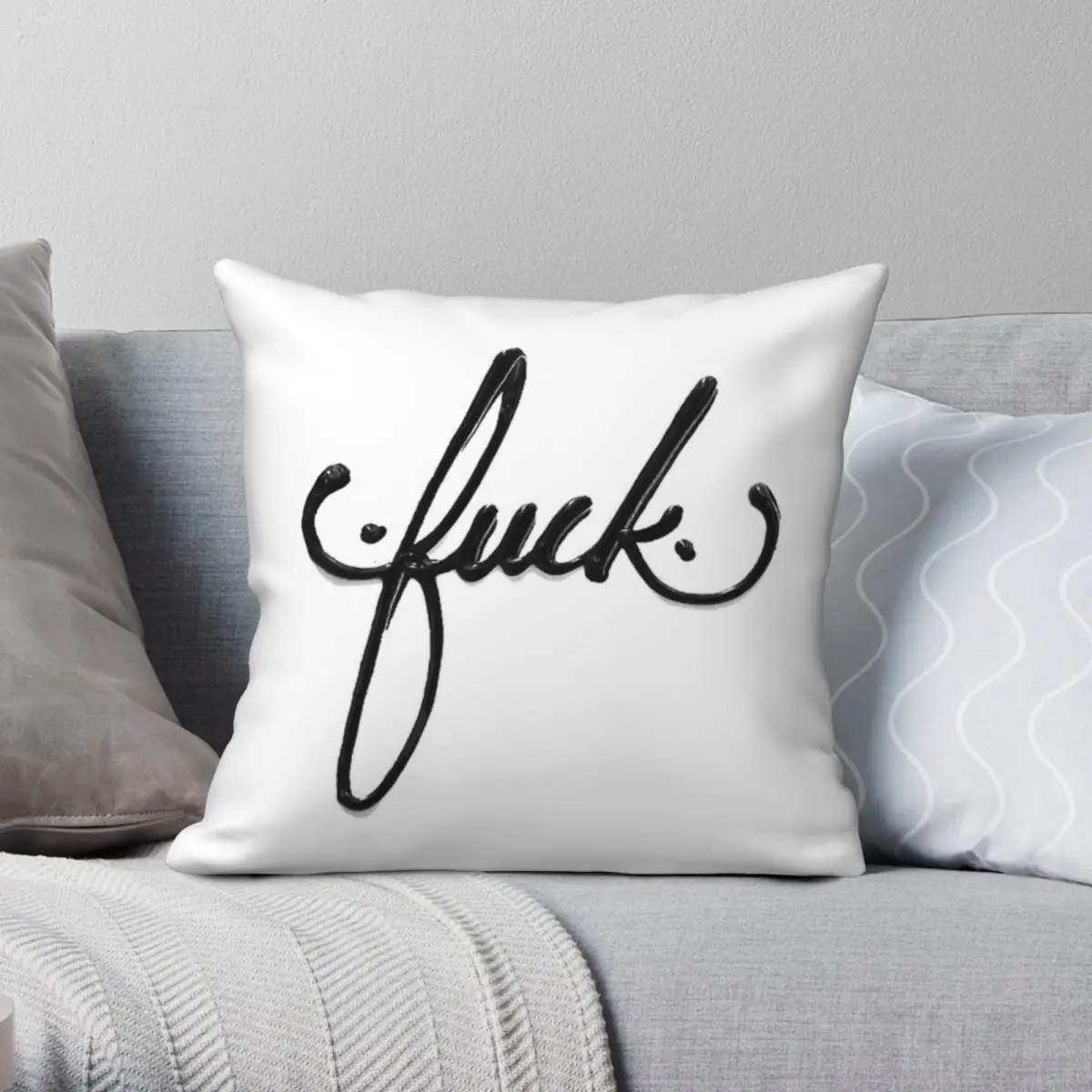 

Cursive Curse Square Pillowcase Polyester Linen Velvet Creative Zip Decor Throw Pillow Case Room Cushion Cover