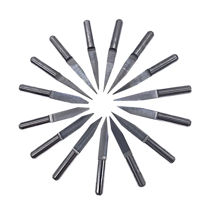 10pcs 10/15/20/25 Degrees 3.175 1/8 PCB Engraving Bit V Shap Tip End Mill Tungsten Carbide PCB 3D Milling Cutter