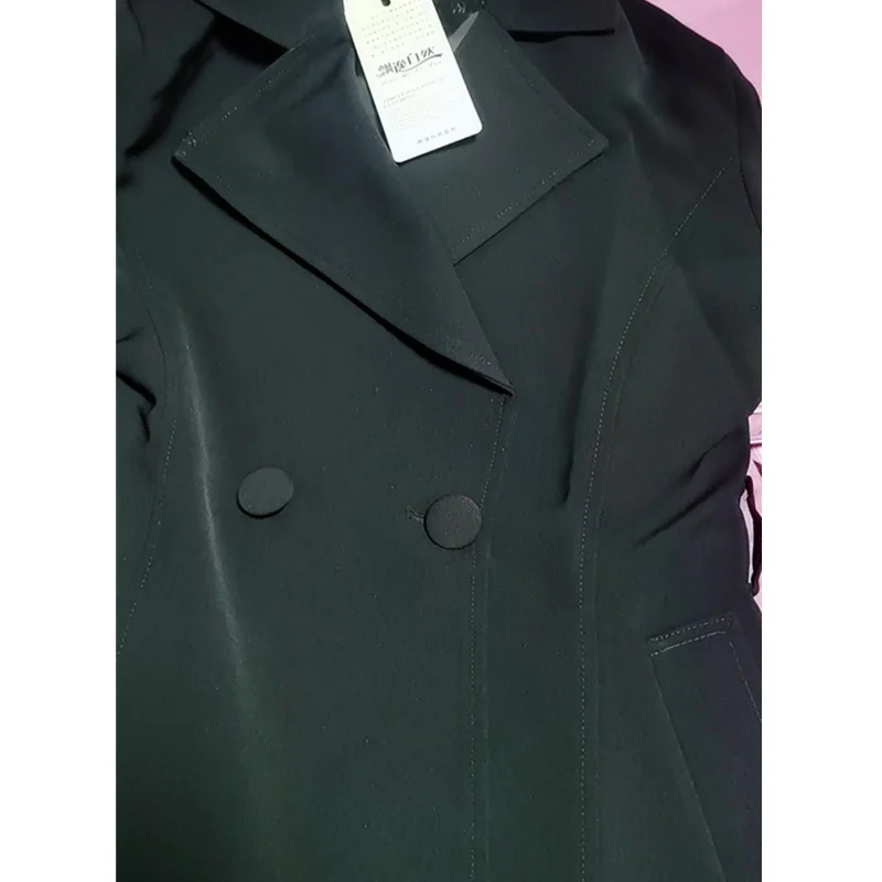 Imagem -05 - Trench Coat Feminino de Peito Único Cabolsa Preto Clássico para Senhora Streetwear Extra Longo Blusão Clássico Primavera e Outono