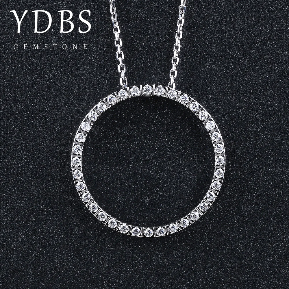 

YDBS 3cm Wide14 White Gold Lab Grown 0.9ct Moissanite Diamond Pendant with Necklace For Women