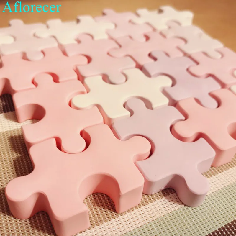 

Puzzle shape Silicone Soap Mold Aroma Plaster Gypsum Mould DIY Ice Cube Tray Molds Chocolate Cake Decorating Tools