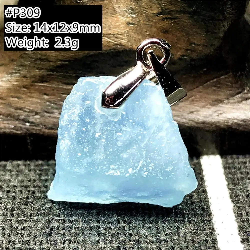 100% Natural Ocean Blue Aquamarine Stone Pendant Jewelry For Woman Lady Man Gift Silver Crystal 14x12x9mm Beads Gemstone AAAAA