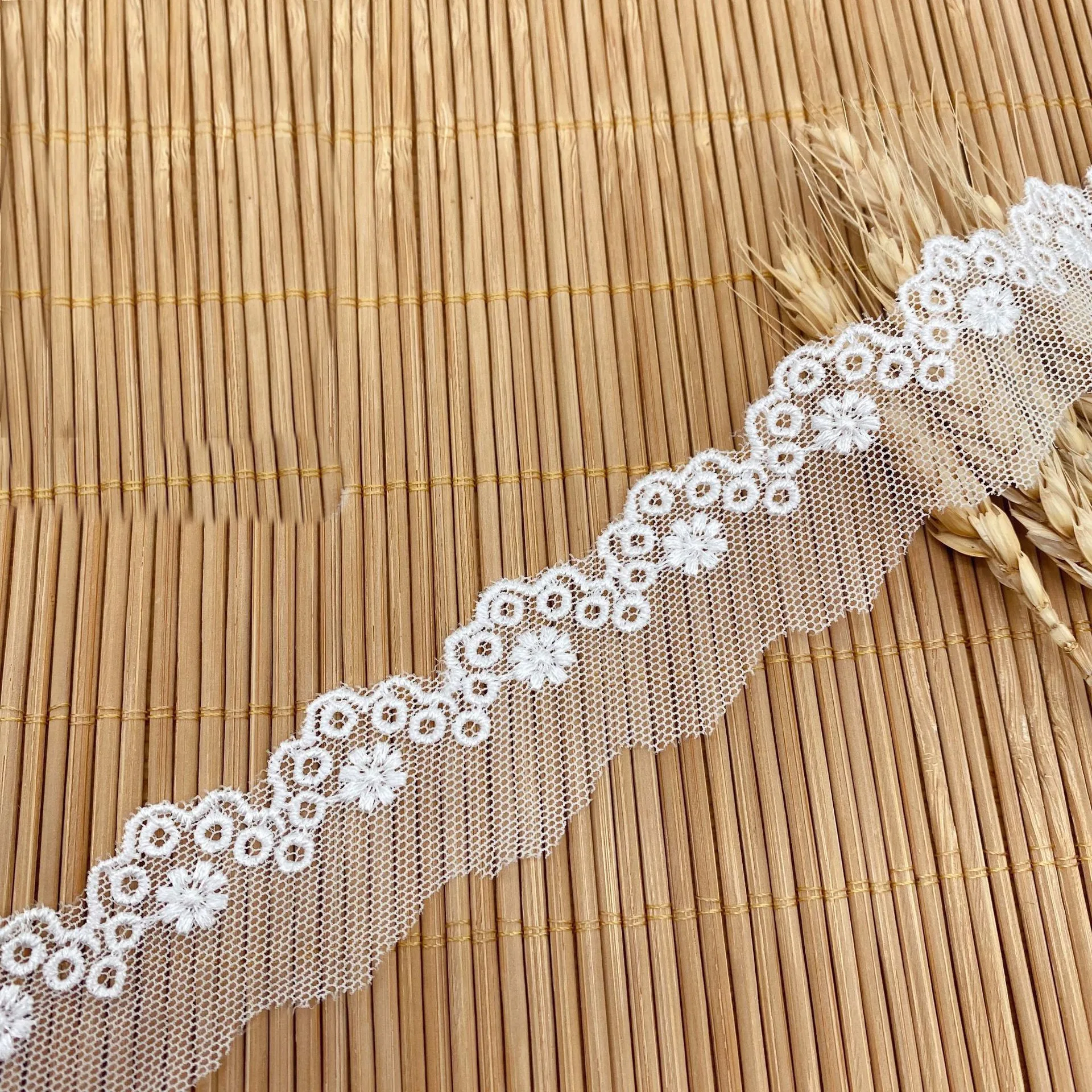 Embroidery Mesh Hollow Hole Flower Lace Fabric Trim DIY Sewing Child Clothing Wedding Craft Decoration Lace Ribbon Handmade Acce