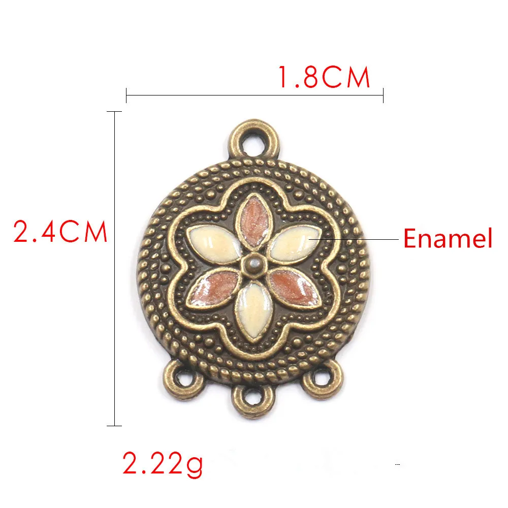 12pcs Antique Bronze Earrings Connectors Ancient Style Enamel Jewelry Earring Base Charms Pendant Jewelry Findings