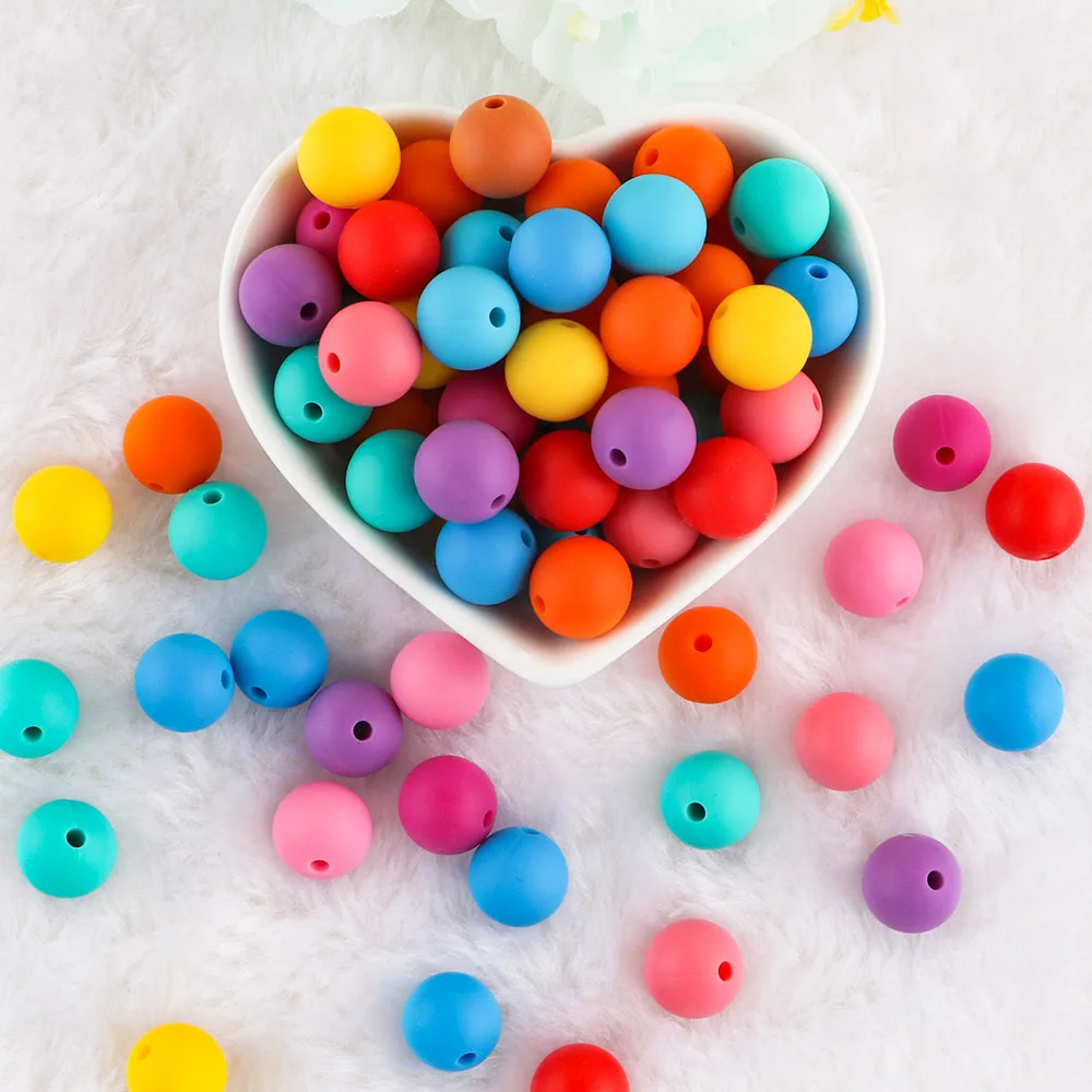 9mm Round Silicone Beads 100/200/500/1000Pcs Baby Teething Beads Baby Teether Safe Food Grade Nursing Chewing Fashion Beads