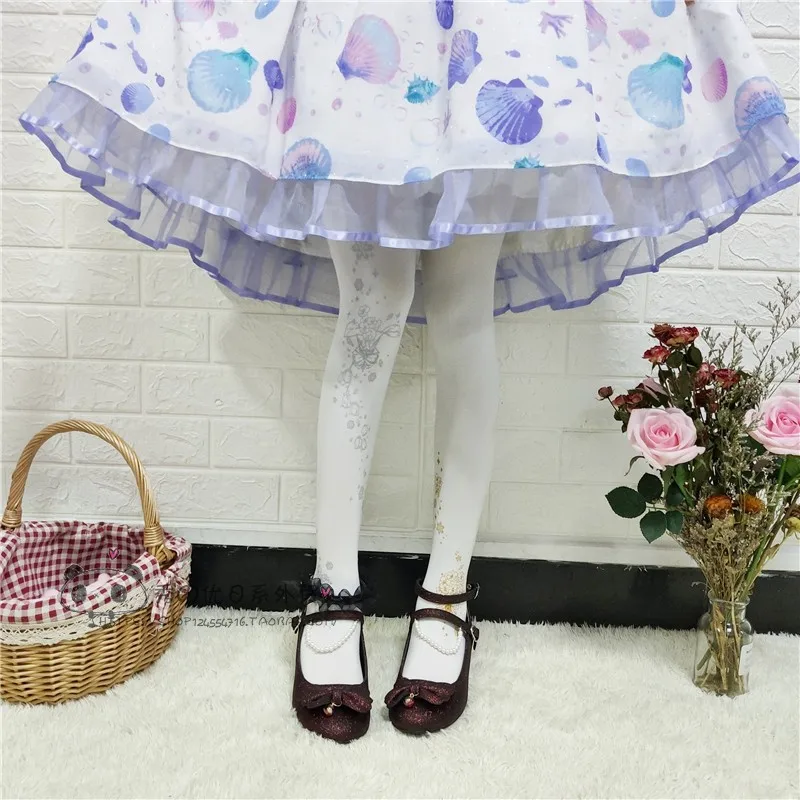 Kawaii Girl Tea Party Lolita Scrub Shoes Bowknot Princess Lace Japanese Middle Heel Cosplay Anime Lolita Shoes