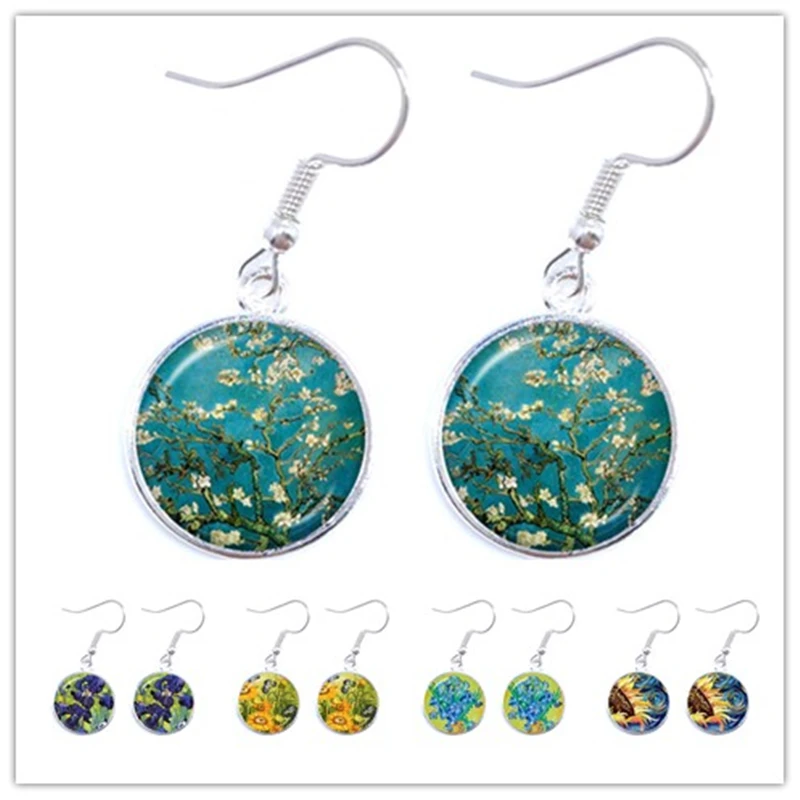 Classic Van Gogh Almond Branch Bloom Art Earrings Van gogh Starry Night Sunflower Jewelry For Women Girls Birthday Christmas