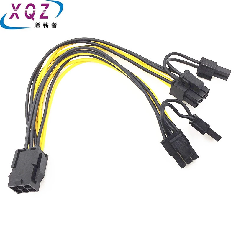 PCI-E 6-pin to Dual 6+2-pin (6-pin/8-pin) Power Splitter Cable Graphics Card PCIE PCI Express 6Pin to Dual 8Pin Power Cable