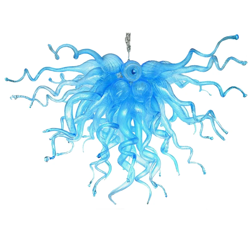 

Blue Lamps 28 Inches Chihuly Hand Blown Glass Chandeliers Pendant Lights Fixtures Home Art Lighting