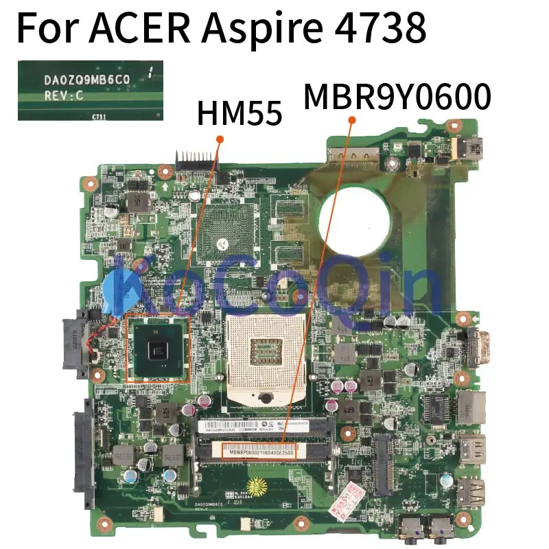 

MBR9Y0600 For ACER Aspire 4738 4738G 4738Z 4738ZG DA0ZQ9MB6C0 HM55 Laptop Motherboard PGA989 Mainboard DDR3