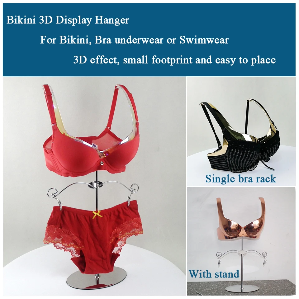 Plastic Hanger for Professional Bikini Underwear Store, Bra Display, Plated Metal Effect, Underwear Show Model, 34B & 34C Size