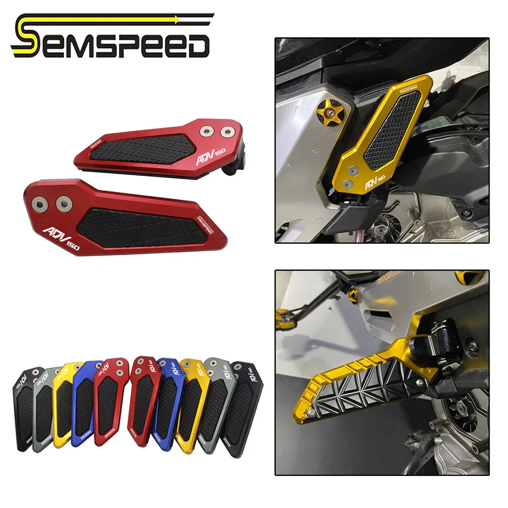 

SEMSPEED ADV150 logo CNC 2PCS Left Right Rear Footrest Foot Peg Rest Plate Footpad For Honda ADV 150 adv150 2019 2020 Aluminum