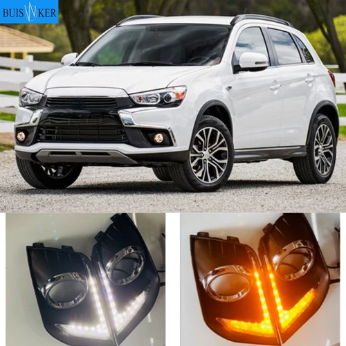 Luces LED de circulación diurna para Mitsubishi Outlander Sport ASX RVR 2016, 2017, 2018, 2019, cubierta de lámpara antiniebla DRL con señal amarilla