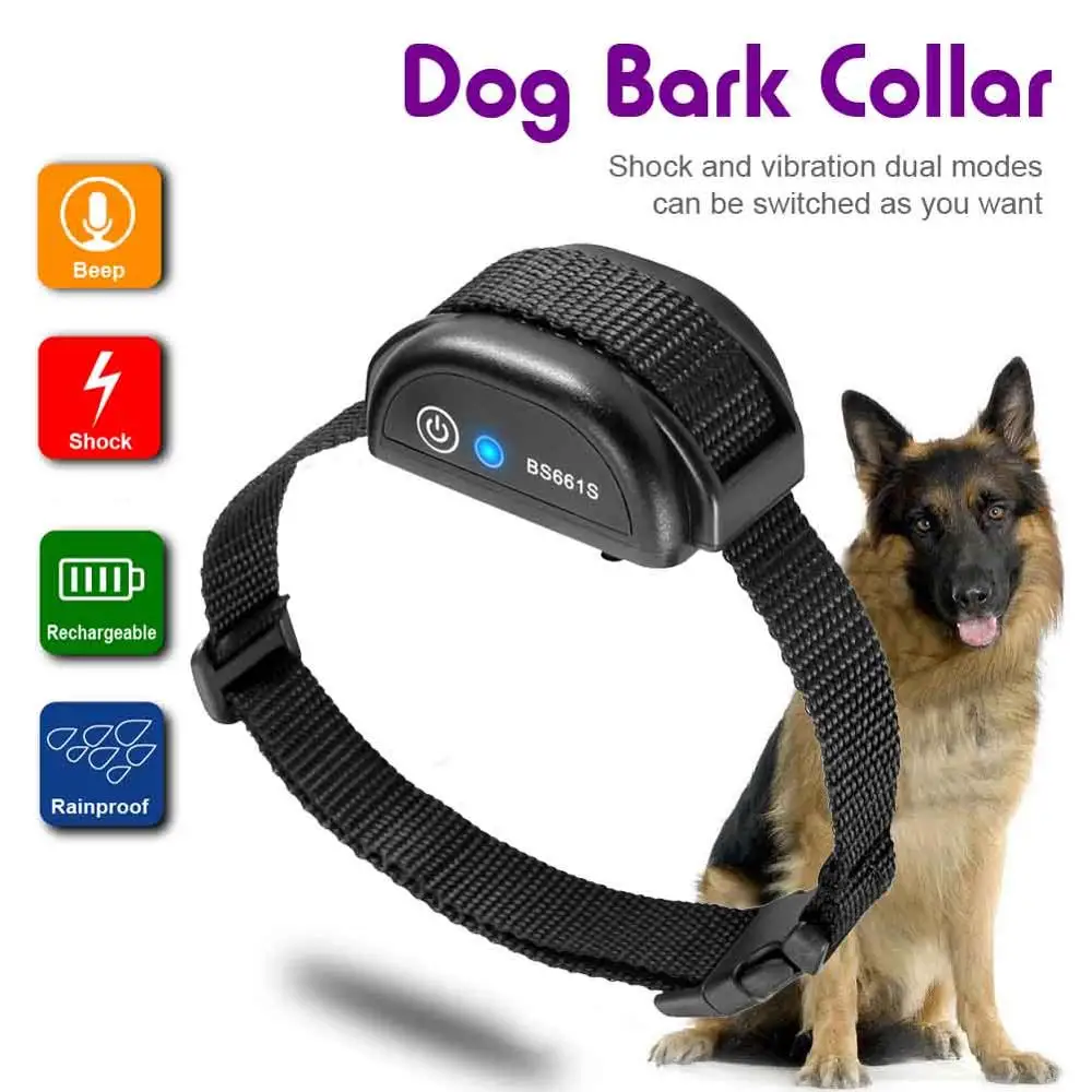 Free Shipping Recording Voice Dog Bark Collar - 5 Levels Static Shock Bark Control Collar Rainproof and Rechargeable BS661S