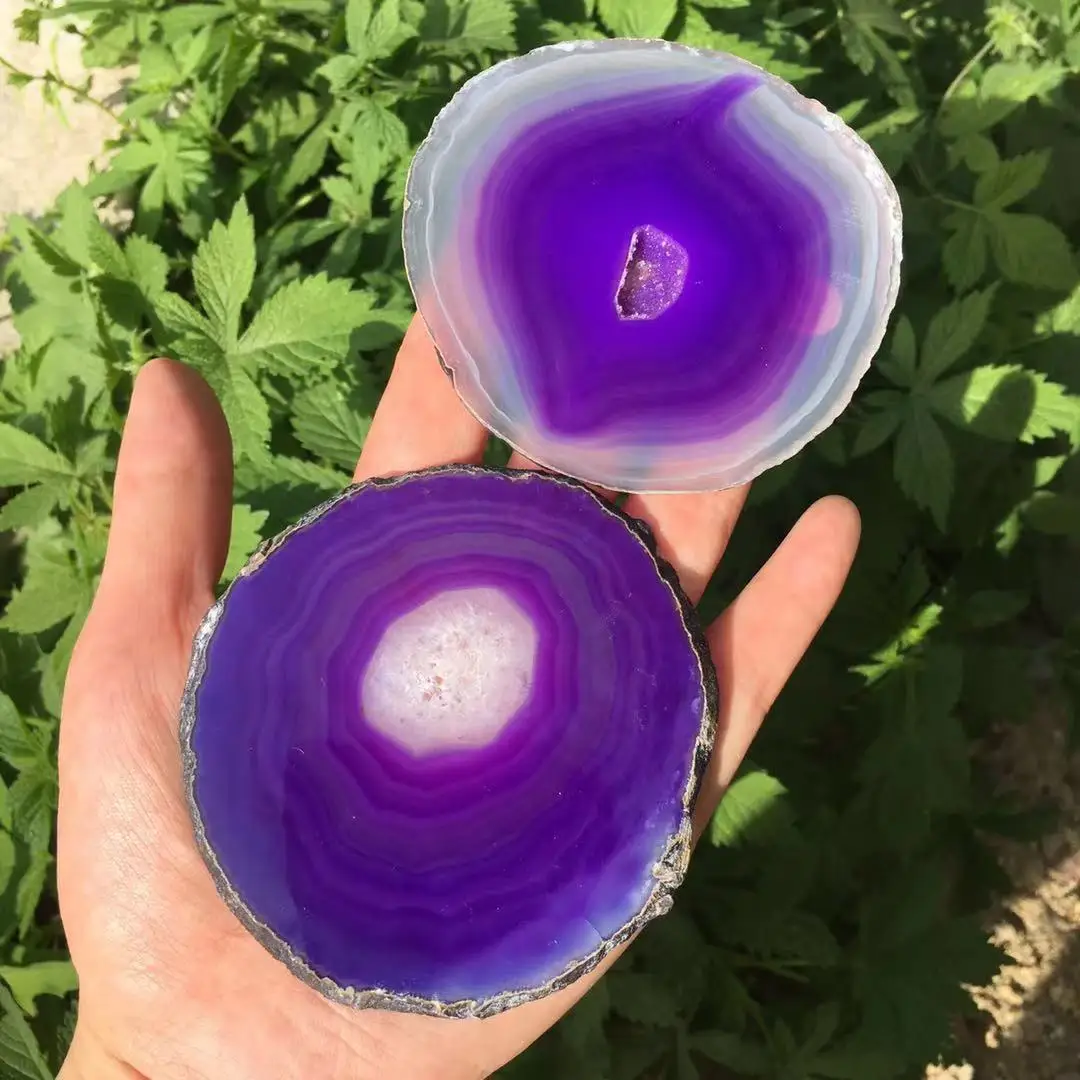 Natural agate slices coaster Polished purple Agate Slice