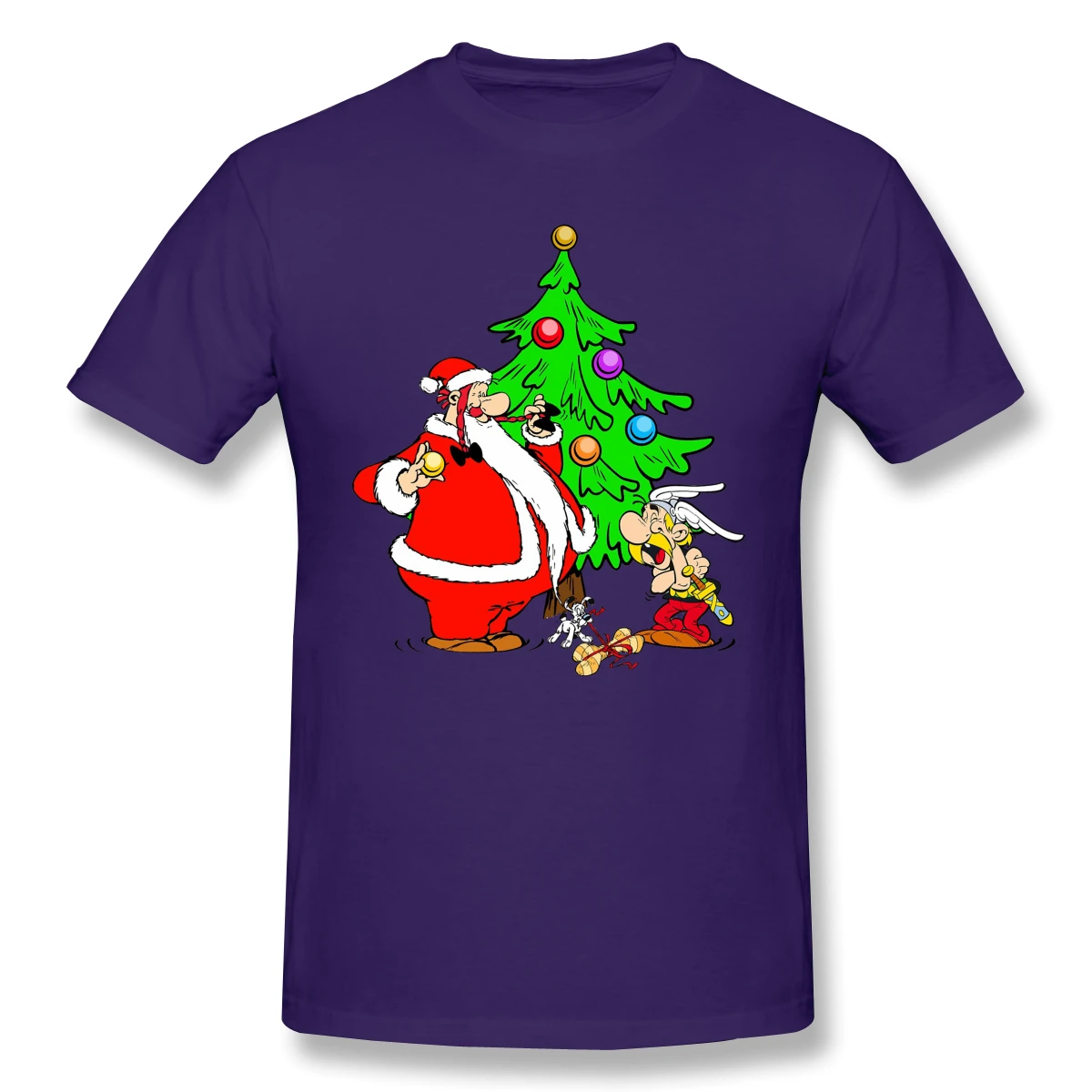 High Quality O-Neck 100 Cotton Aster And Obeli At Christmas T-shirt Asterix and Obelix All at Sea sleeve short